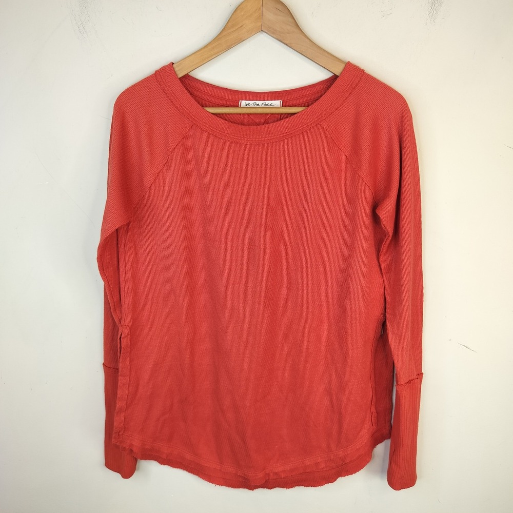 Free People We The Free Thermal Tunic Top XS Womens Thumb Holes Side Splits